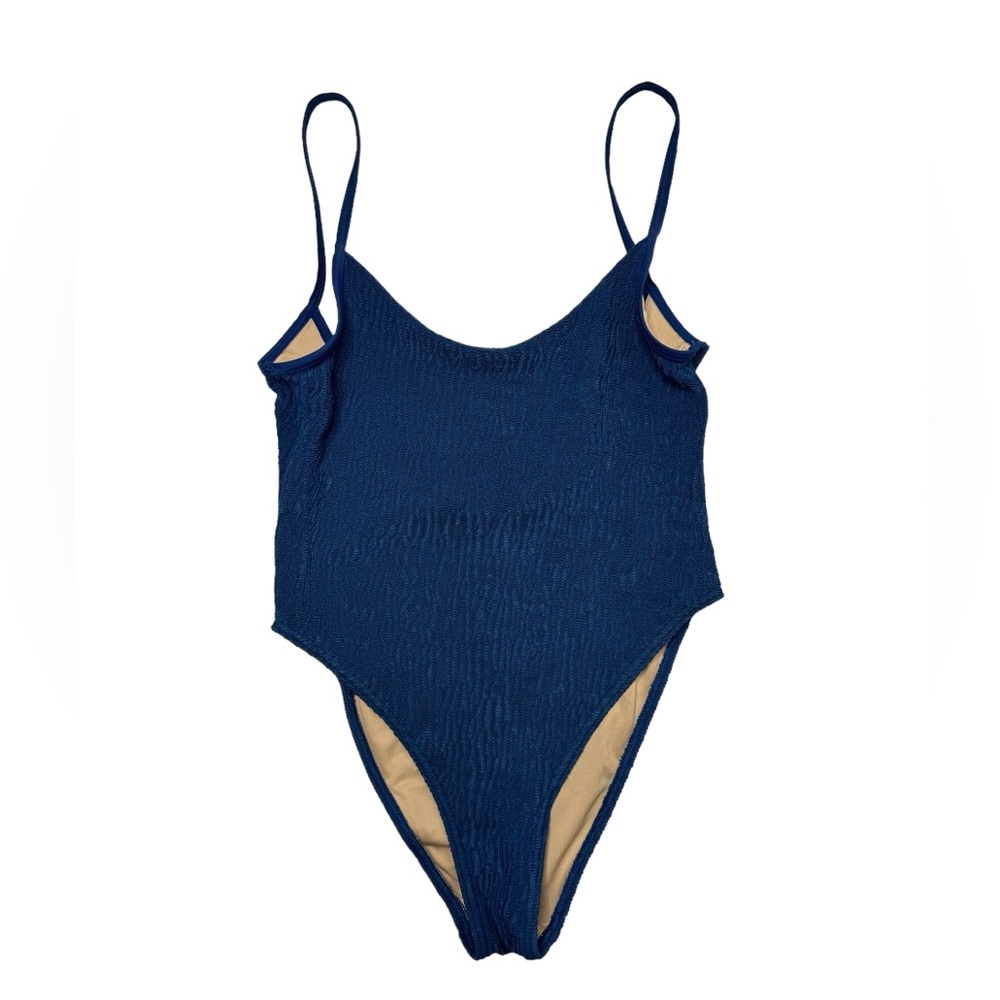 Free People | Gnash Swim Toweling Blue High Leg Low Back Scoop One Piece 6